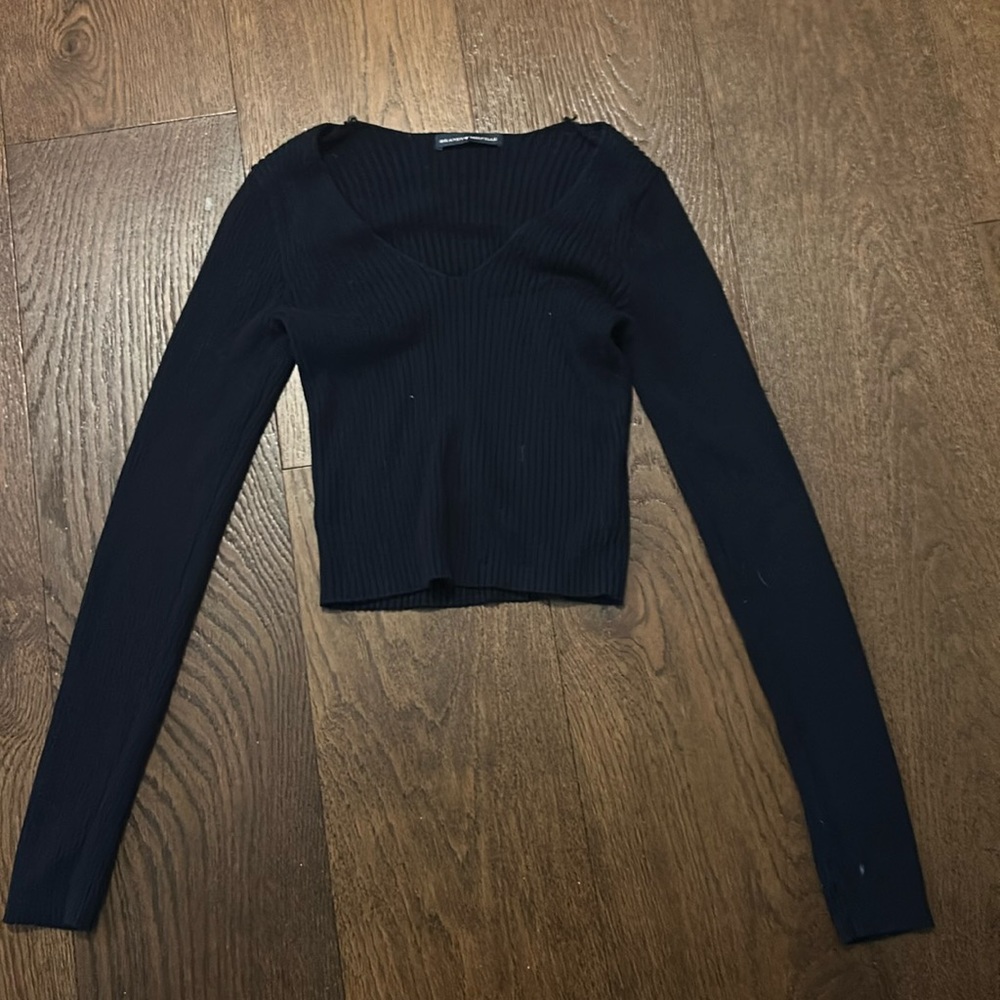 Navy blue long sleeve slight v neck